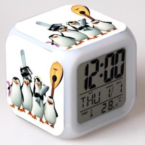 The Penguins of Madagascar 7 Colors Change Digital Alarm LED Clock