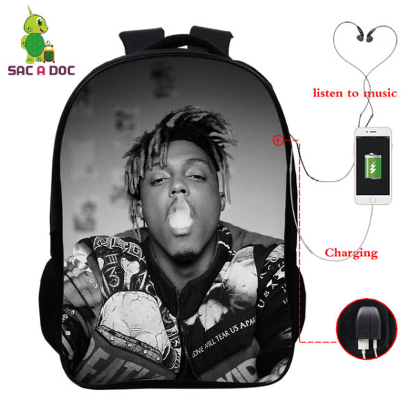 Juice Wrld USB Charge Backpack Mega Charizard Split Students Boys Girls Knapsack Men Women Travel Laptop Rucksack - Image 25