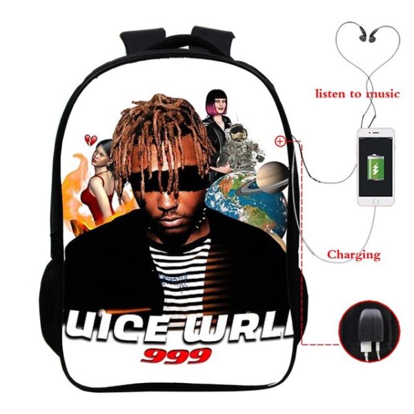 Juice Wrld USB Charge Backpack Mega Charizard Split Students Boys Girls Knapsack Men Women Travel Laptop Rucksack - Image 18