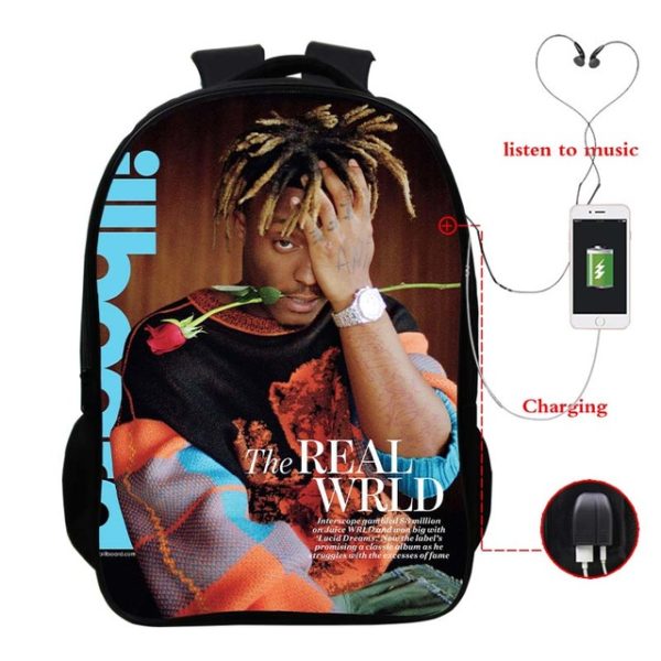 Juice Wrld USB Charge Backpack Mega Charizard Split Students Boys Girls Knapsack Men Women Travel Laptop Rucksack - Image 17