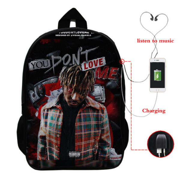 Juice Wrld USB Charge Backpack Mega Charizard Split Students Boys Girls Knapsack Men Women Travel Laptop Rucksack - Image 32