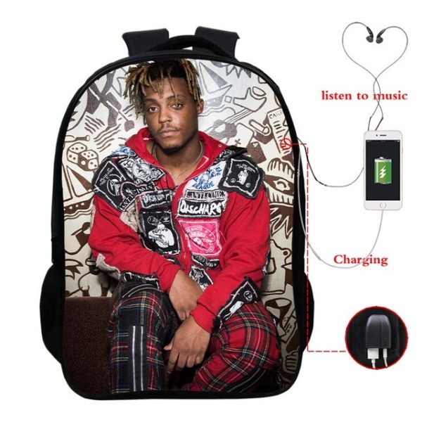 Juice Wrld USB Charge Backpack Mega Charizard Split Students Boys Girls Knapsack Men Women Travel Laptop Rucksack - Image 13