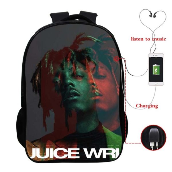 Juice Wrld USB Charge Backpack Mega Charizard Split Students Boys Girls Knapsack Men Women Travel Laptop Rucksack - Image 11