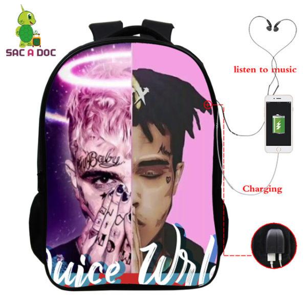 Juice Wrld USB Charge Backpack Mega Charizard Split Students Boys Girls Knapsack Men Women Travel Laptop Rucksack - Image 7