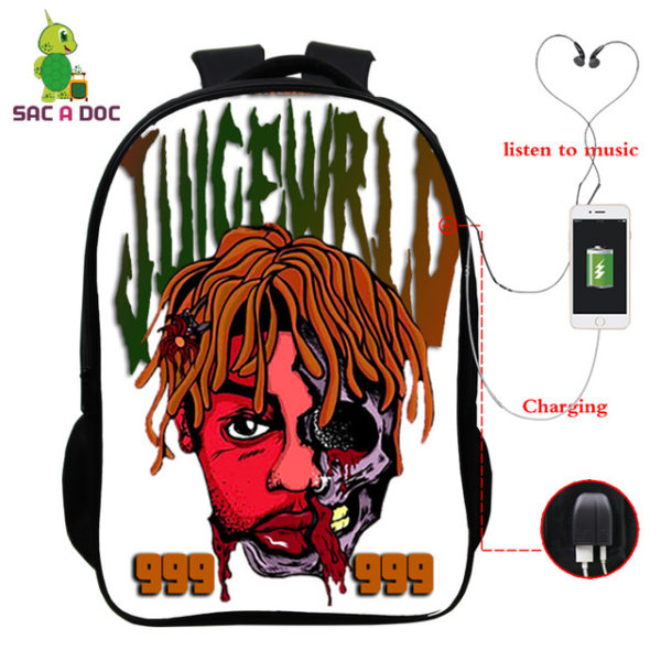 Juice Wrld USB Charge Backpack Mega Charizard Split Students Boys Girls Knapsack Men Women Travel Laptop Rucksack - Image 6