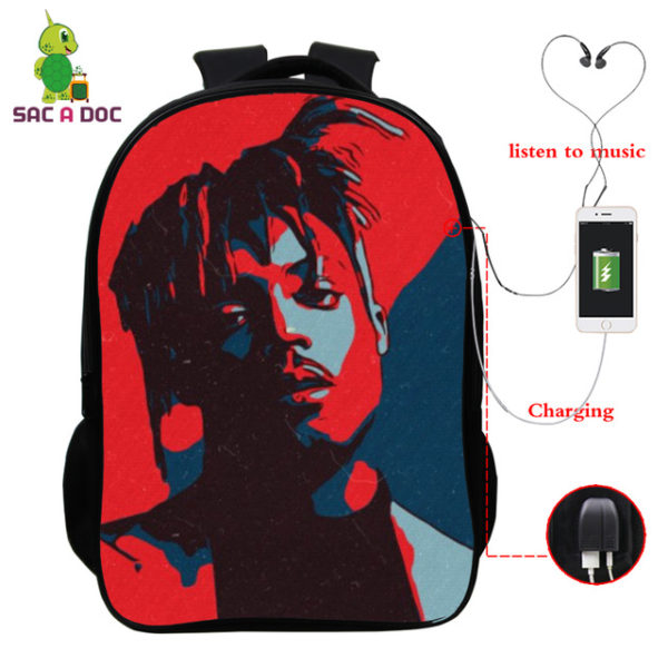 Juice Wrld USB Charge Backpack Mega Charizard Split Students Boys Girls Knapsack Men Women Travel Laptop Rucksack - Image 5