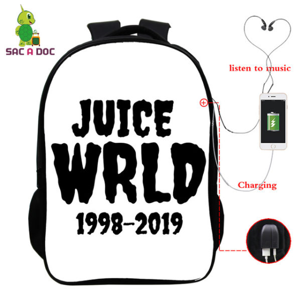 Juice Wrld USB Charge Backpack Mega Charizard Split Students Boys Girls Knapsack Men Women Travel Laptop Rucksack - Image 2