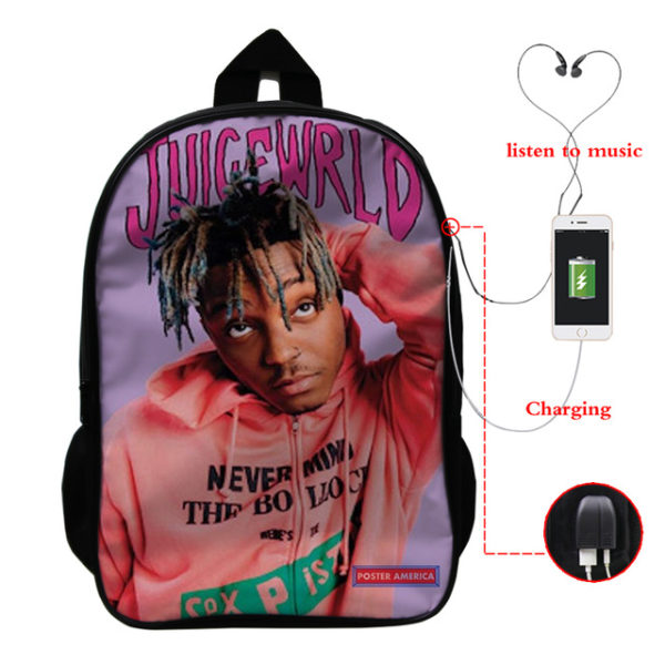 Juice Wrld USB Charge Backpack Mega Charizard Split Students Boys Girls Knapsack Men Women Travel Laptop Rucksack - Image 34