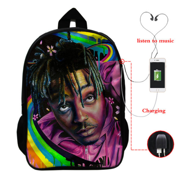 Juice Wrld USB Charge Backpack Mega Charizard Split Students Boys Girls Knapsack Men Women Travel Laptop Rucksack