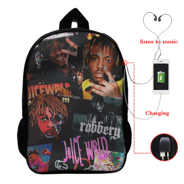 Juice Wrld USB Charge Backpack Mega Charizard Split Students Boys Girls Knapsack Men Women Travel Laptop Rucksack - Image 29