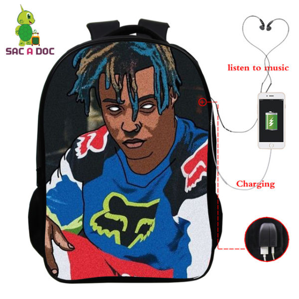 Juice Wrld USB Charge Backpack Mega Charizard Split Students Boys Girls Knapsack Men Women Travel Laptop Rucksack - Image 26