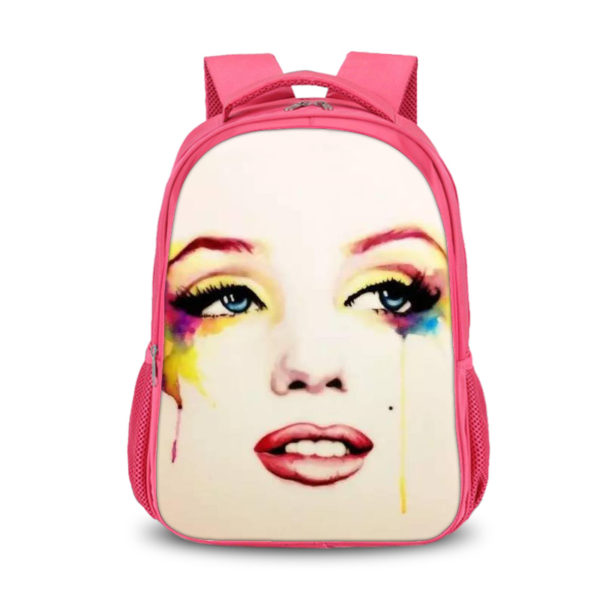 Marilyn Monroe double-layer backpack personalized school bag Pink - Image 12