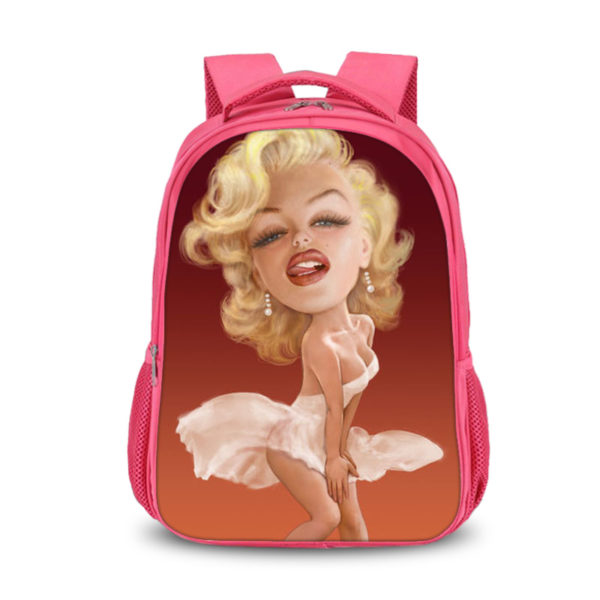 Marilyn Monroe double-layer backpack personalized school bag Pink - Image 5