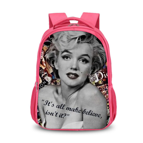 Marilyn Monroe double-layer backpack personalized school bag Pink - Image 8