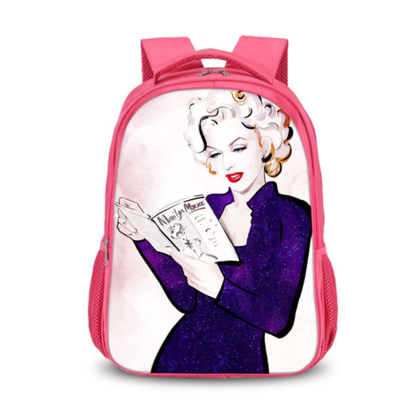 Marilyn Monroe double-layer backpack personalized school bag Pink - Image 10