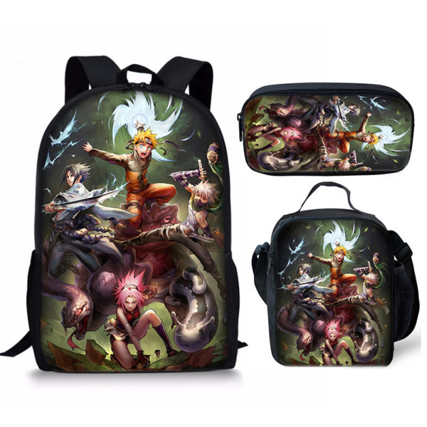 18 Inch NARUTO Backpack School Bag+Lunch Bag+Pencil Bag - Image 24