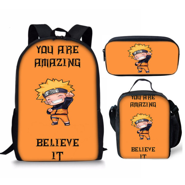 18 Inch NARUTO Backpack School Bag+Lunch Bag+Pencil Bag - Image 27