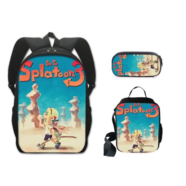 16 Inch Splatoon 3 Backpack School Bag+Lunch Bag+Pencil Bag - Image 2