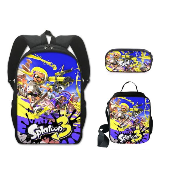 16 Inch Splatoon 3 Backpack School Bag+Lunch Bag+Pencil Bag - Image 8