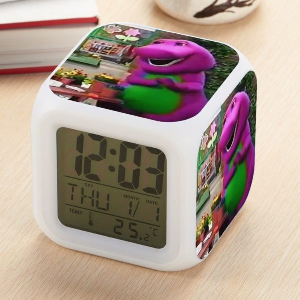 Barney's Great Adventure Alarm Clock Led Light 7 Color Change Electronic Desk Watch Square Table - Image 5