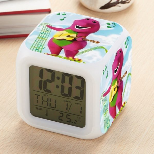 Barney's Great Adventure Alarm Clock Led Light 7 Color Change Electronic Desk Watch Square Table - Image 6