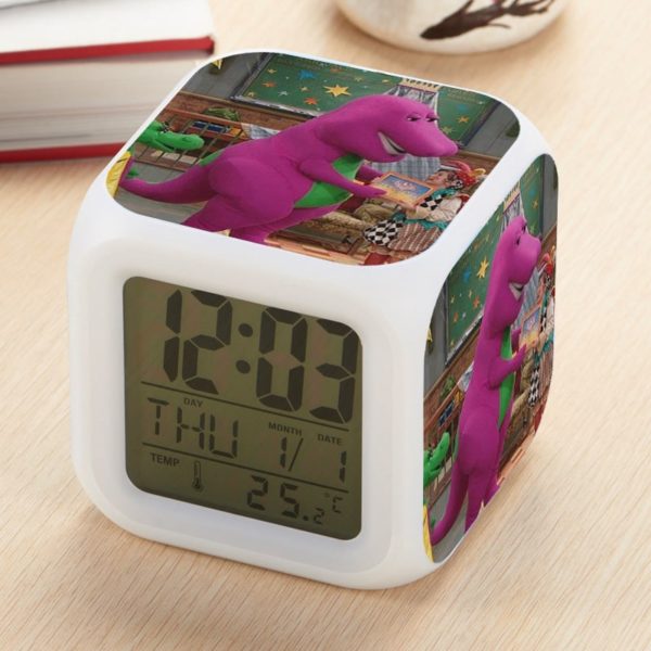 Barney's Great Adventure Alarm Clock Led Light 7 Color Change Electronic Desk Watch Square Table - Image 7