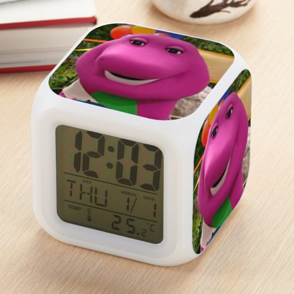 Barney's Great Adventure Alarm Clock Led Light 7 Color Change Electronic Desk Watch Square Table - Image 2