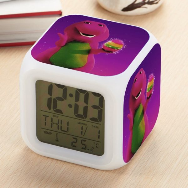 Barney's Great Adventure Alarm Clock Led Light 7 Color Change Electronic Desk Watch Square Table - Image 3