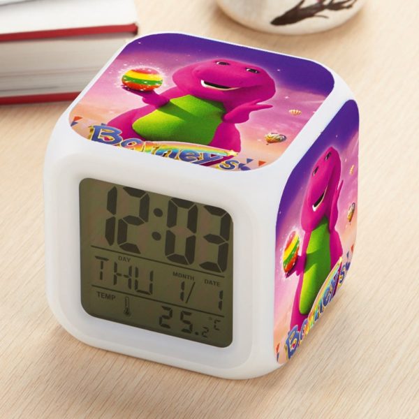 Barney's Great Adventure Alarm Clock Led Light 7 Color Change Electronic Desk Watch Square Table - Image 4