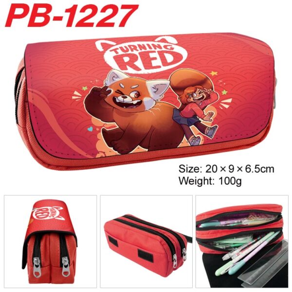 Turning Red Pencil Bag anime Cartoon Animation Large Capacity Double layer Zipper Pencil Box Pencil Box Stationery Box