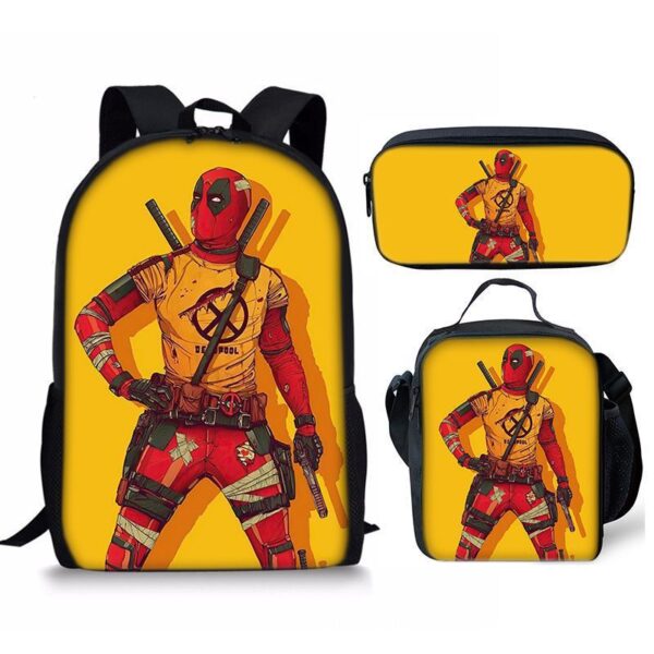 18 Inch Deadpool Backpack School Bag+Lunch Bag+Pencil Bag