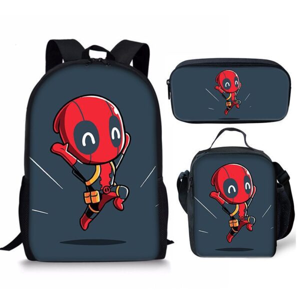 18 Inch Deadpool Backpack School Bag+Lunch Bag+Pencil Bag - Image 10