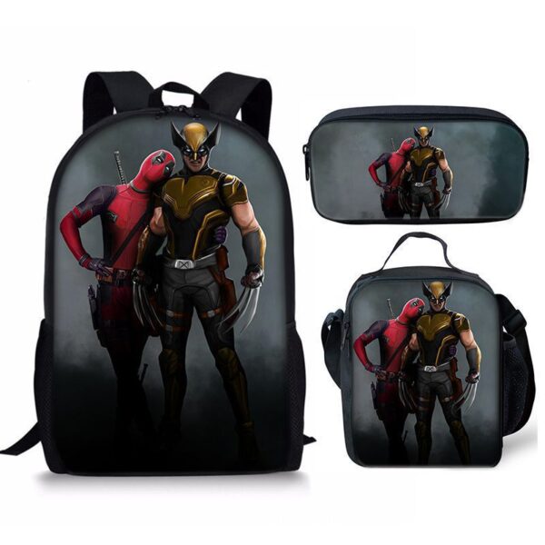 18 Inch Deadpool Backpack School Bag+Lunch Bag+Pencil Bag - Image 13