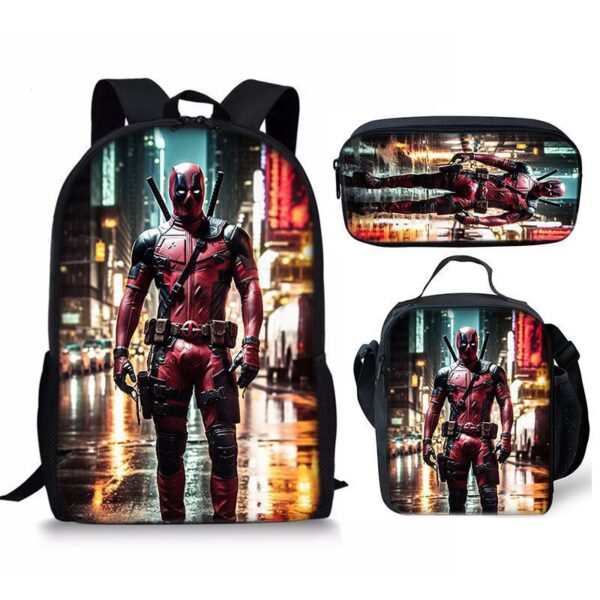 18 Inch Deadpool Backpack School Bag+Lunch Bag+Pencil Bag - Image 14