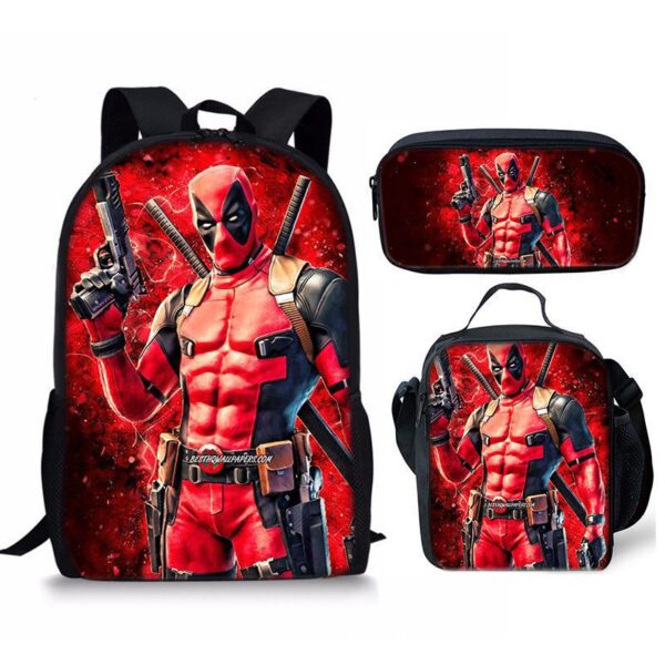 18 Inch Deadpool Backpack School Bag+Lunch Bag+Pencil Bag - Image 15