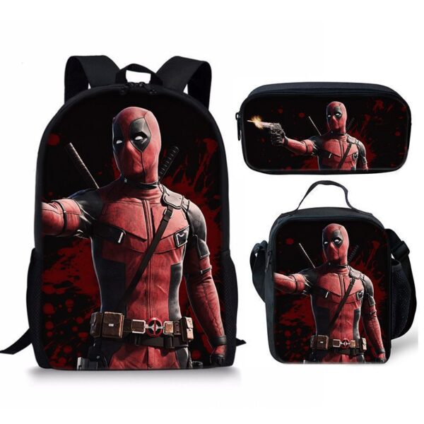 18 Inch Deadpool Backpack School Bag+Lunch Bag+Pencil Bag - Image 17