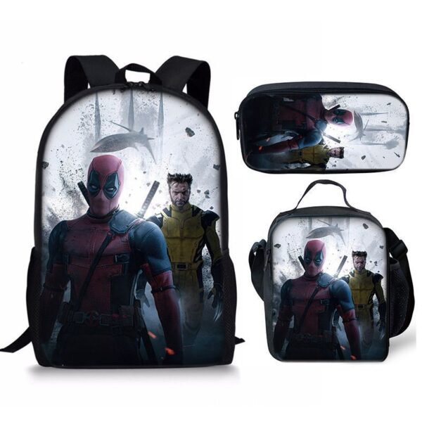 18 Inch Deadpool Backpack School Bag+Lunch Bag+Pencil Bag - Image 19