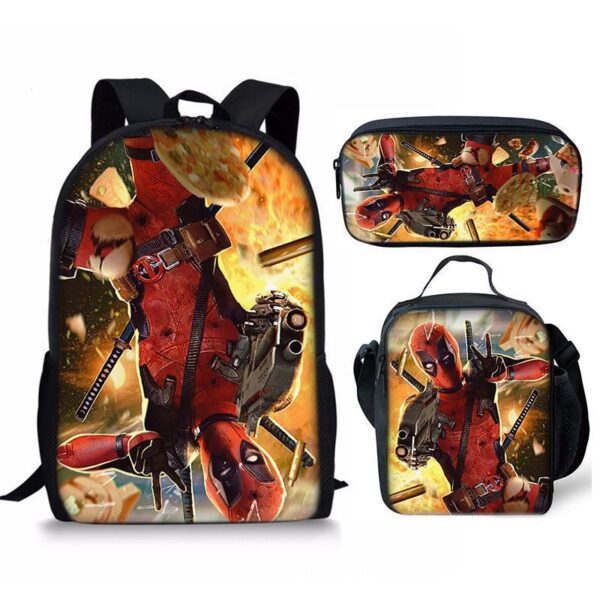 18 Inch Deadpool Backpack School Bag+Lunch Bag+Pencil Bag - Image 2