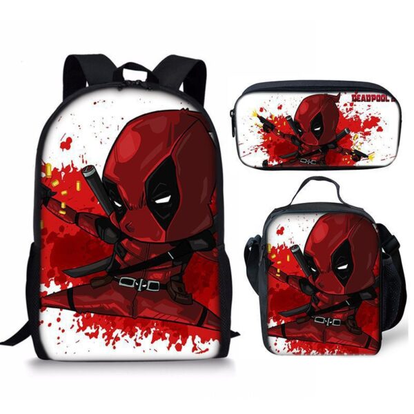 18 Inch Deadpool Backpack School Bag+Lunch Bag+Pencil Bag - Image 20