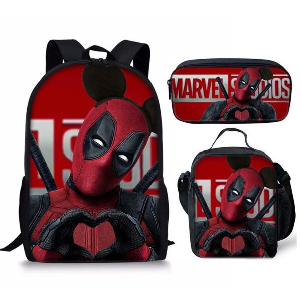 18 Inch Deadpool Backpack School Bag+Lunch Bag+Pencil Bag - Image 22