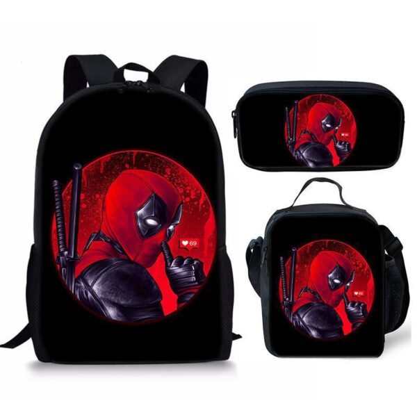 18 Inch Deadpool Backpack School Bag+Lunch Bag+Pencil Bag - Image 24