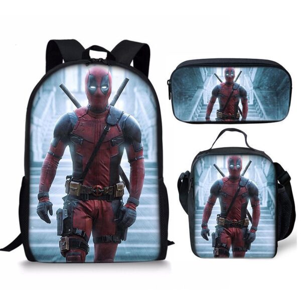 18 Inch Deadpool Backpack School Bag+Lunch Bag+Pencil Bag - Image 25