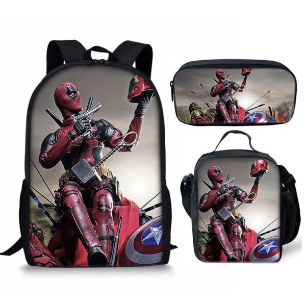 18 Inch Deadpool Backpack School Bag+Lunch Bag+Pencil Bag - Image 26