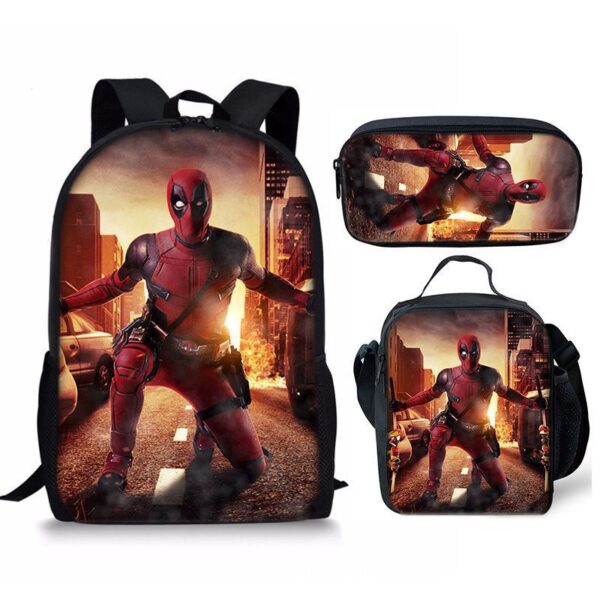 18 Inch Deadpool Backpack School Bag+Lunch Bag+Pencil Bag - Image 27