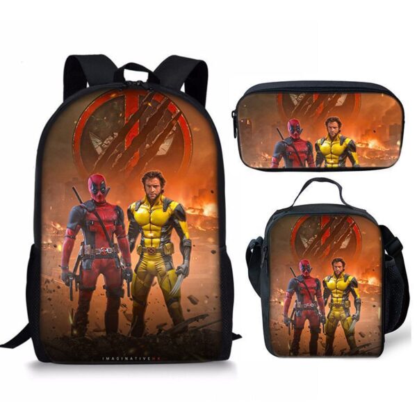 18 Inch Deadpool Backpack School Bag+Lunch Bag+Pencil Bag - Image 28