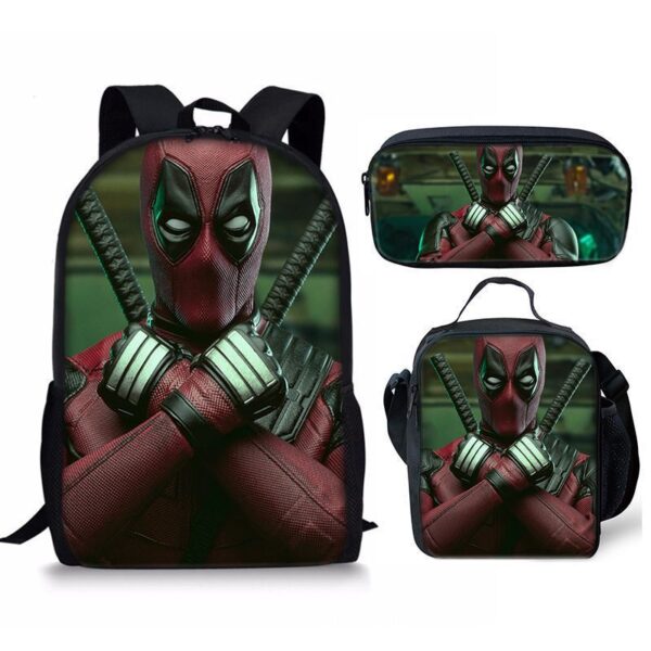 18 Inch Deadpool Backpack School Bag+Lunch Bag+Pencil Bag - Image 29