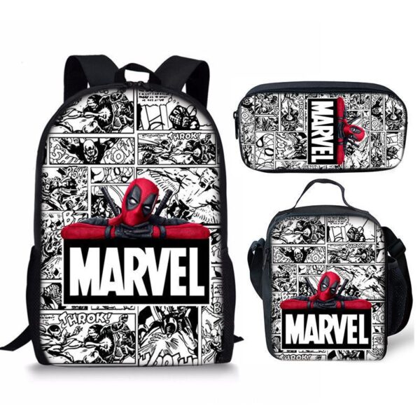 18 Inch Deadpool Backpack School Bag+Lunch Bag+Pencil Bag - Image 3