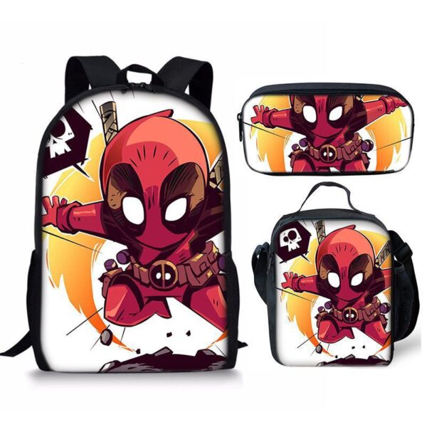 18 Inch Deadpool Backpack School Bag+Lunch Bag+Pencil Bag - Image 4