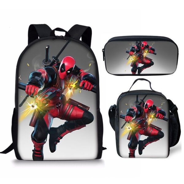 18 Inch Deadpool Backpack School Bag+Lunch Bag+Pencil Bag - Image 6