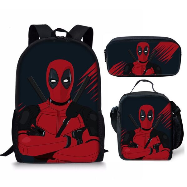 18 Inch Deadpool Backpack School Bag+Lunch Bag+Pencil Bag - Image 7